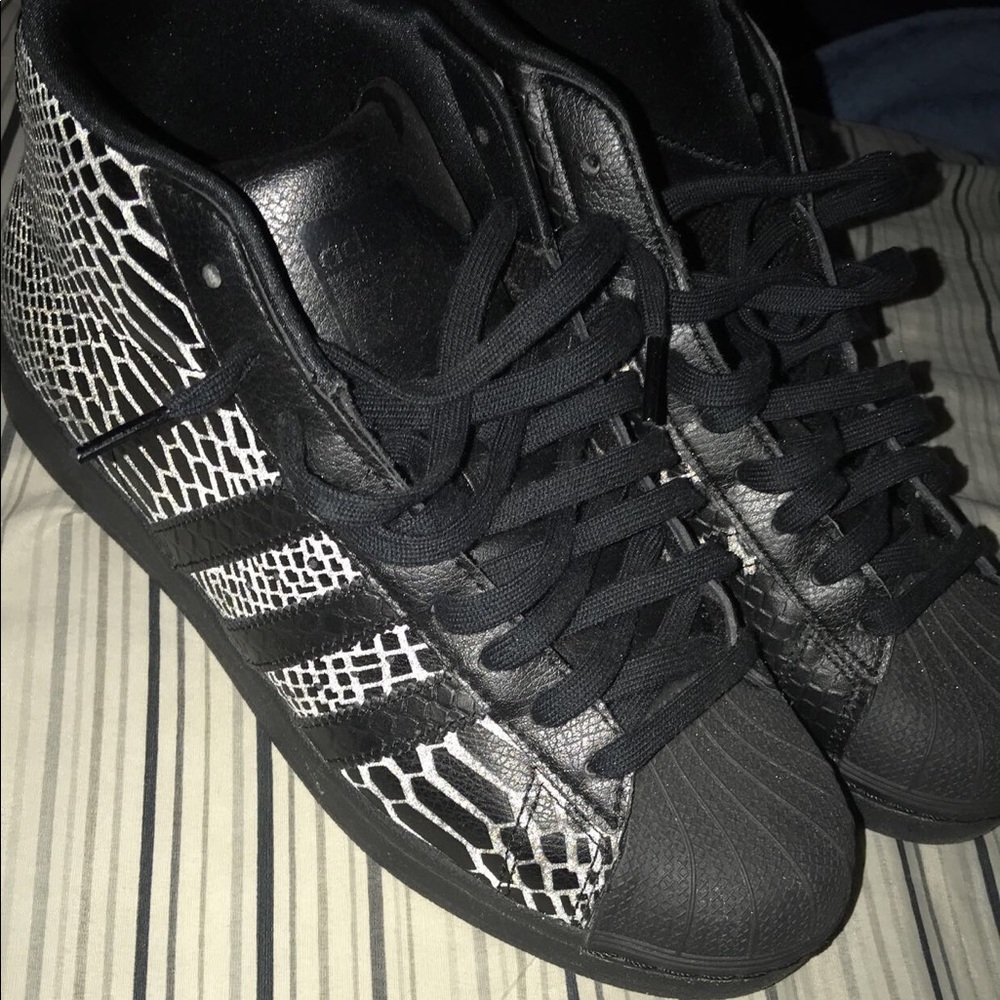 Reflective Snakeskin Adidas Superstar high tops